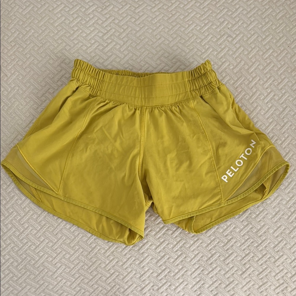 Peloton x Lululemon Women's Athletic Shorts in Mustard Yellow